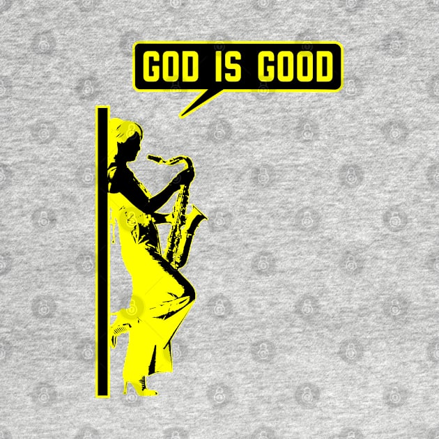 Christian saxophone player (saxophonist) in yellow and black color by Christian ever life